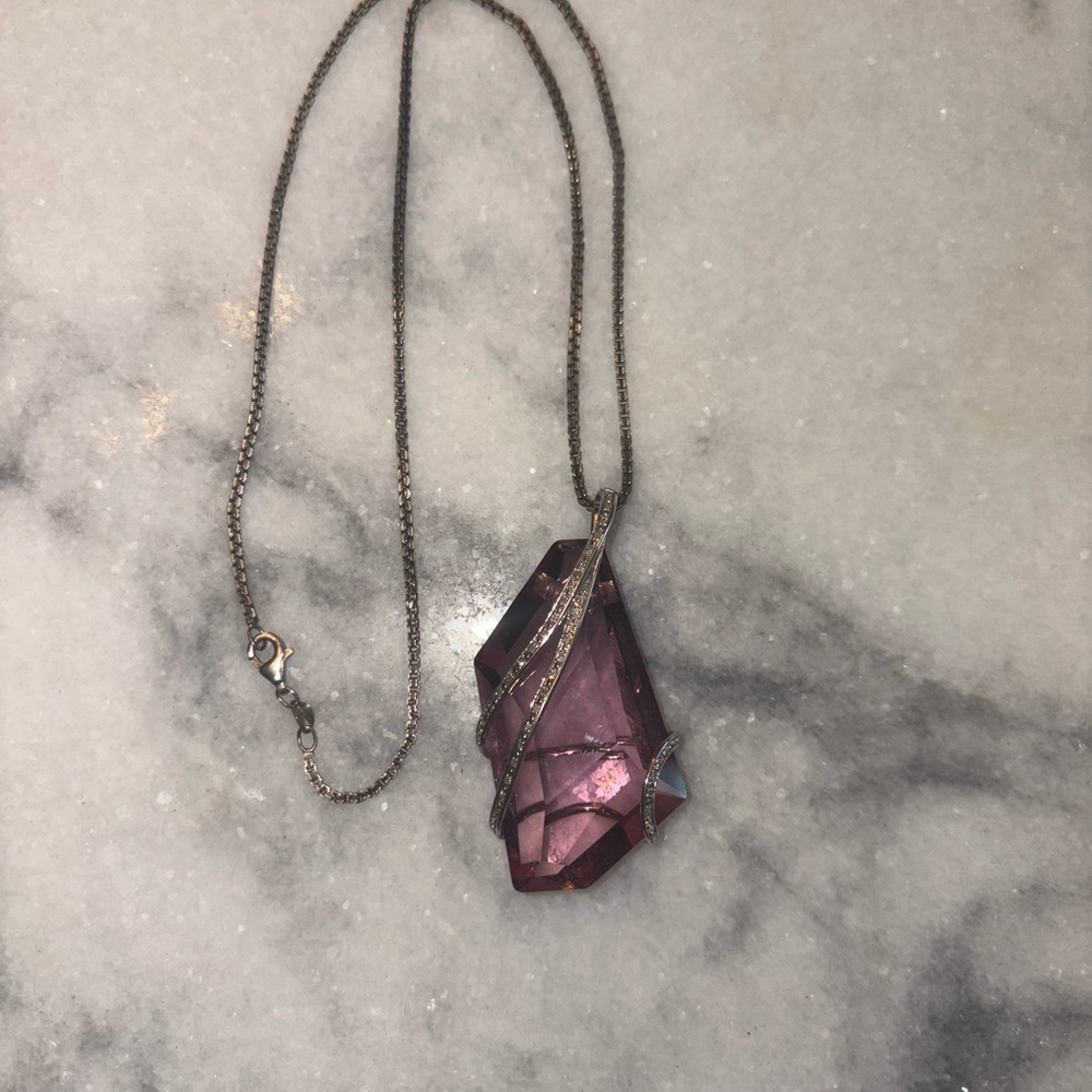 Vintage Ralph Lauren 925 Silver Purple Pendant Necklace